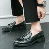 Chaussures habillées Mocassins noirs pour hommes Slip-On Bout rond à carreaux Marron Business Oxford Taille 38-44