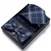 Bow Ties Est Design 65 Färger Holiday Present Tie Handkakor Pocket Squares Cufflink Set Nathtie Box Orange