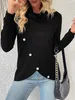 Vänd huvudet med denna fashionabla och eleganta solida färg stickade pullover topptröja för kvinnor perfekt för en chic och avslappnad look