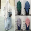 Etniska kläder eid bönplagg lång khimar islamiska kvinnor hijab lager halsduk amira niqab toppar ramadan jilbab muslimsk gudstjänst