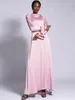 Etnische Kleding Eid Moslim Vrouwen 2023 Satijn Effen Jurk Abaya Party Lange Mouw Jurken Dubai Arabische Turkije Ramadan Abaya Caftan Elegant