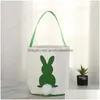 Party Decoration Dhs Canvas Easter Basket Bunny Ears Good Quality Bags For Kids Gift Bucket Cartoon Rabbit Carring Eggs Bag Drop Del Dhgqy