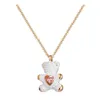 Swarovski Necklace Designer Luxury Fashion WomenShi Hualuo Counter Pink Beating Heart Bear Teddy Bear Necklace Collar Chain Light Luxury Valentine's Day Gift