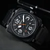 Wysokiej jakości najlepsza marka Bell Ross Man Br01-92 Automatyczne mechaniczne męskie zegarek Bell Black Ross Rubber 46mm AAA Zegar Large Dial Men Men Watchs Designer Ruch Montre