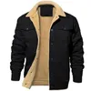 Men's Jackets Pleated Collar Jacket Coat Winter Cotton Jackets Mens Sherpa Trucker Military Parka Green Tactical Cargo Coats Clothes Overcoats 231023