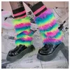 Women Socks Winter Fur Y2K Rose Pink Boot Covers Goth Punk Japanese Jk Knee-length Hiphop Fashion Party Warm Sock