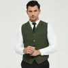 أنيقة العريس الأخضر العريس الصوف متعرجة Tweed Groomsmen Vest