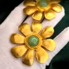 Brincos vintage flor sem piercing tendência feminina de alto sentido