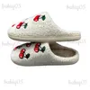 Slippers 2023 Autumn/Winter New Women's Girls' Cherry Plush Warm Slippers Cozy Cute Indoor Shoes T231024