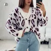 Women Sweters Traf miękki dzianin Lopard Cardigan Women V Nakień zagęszczone norko Fur Fur Furt Sweter Owczesne ubrania damskie 231024