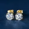 Stud Iogou 14k Guldörhängen Real 6mm Diamond For Men Women 10k Yellow Screw Back Fine Jewelry 231023