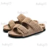 Chinelos Comwarm Moda Cork Foot Pad Mulheres Slider Inverno Ao Ar Livre Lã Tamancos Slider Avançado Macio Espesso Slow Home Slider T231024