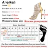 Aneikeh Bling or cristal sandales fines lanières gladiateur sandale chaussures talon aiguille pompes de mariage strass Cage sandale 231024