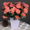 Decorative Flowers Wreaths 21 Head Artificial Silk Flower Azalea pink Faux Primroses Bouquet Wall Home Table Wedding Party Garden Outdoor Vase Decor Flower 231023