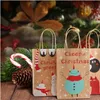 Juldekorationer Kraft presentpåsar papper behandlar Goody med handtag för festtillbehör Dekor 15 x 9 23 cm drop leverans ammmmj