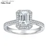 Bröllopsringar Följ Cloud 1.25CT Emerald Cut Moissanite Diamond Engagement Rings for Women Wedding Promise Band Platinum Plated 925 Silver Q231024