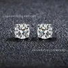 t Family Sterling Silver High Carbon Diamond Simple Four Claw Earrings for Men and WomenStar