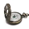 Montres de poche rétro en Bronze creux, montre à Quartz œil d'ange pour hommes, cadeaux souvenirs avec chaîne de cou de 80cm, horloge Relogio