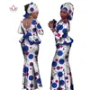 Etniska kläder Bintarealwax Africa Style Tvåbit kjol set dashiki eleganta ruffles skörd topp och kläder för bröllop WY1057
