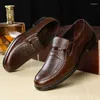 Robe chaussures marque hommes en cuir formel affaires mâle bureau travail plat Oxford respirant fête mariage anniversaire chaussure 2023