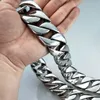 Chokers Top Quality Silver Tone 32mm Width 316L Stainless Steel Polished Curb Solid Heavy Long Chain Jewelry 231024