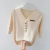 Women's Knits Tees 4XL size women summer thin sweater pullover short sleeve v neck letter slim oversize t-shirt knitting jumper pull 231023