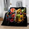 Filtar trycker söt frukt filt mjuk filt för hem sovrum säng soffa picknick resekontor täcker filt barn