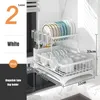 Rack de armazenamento de cozinha para 2 camadas grande escorredor de pratos de aço inoxidável contador com suporte para utensílio
