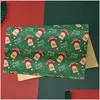 Cadeau cadeau 1pc 7050cm papier kraft de Noël vieil homme neige wapiti décoration de Noël J230224 livraison directe maison jardin fête fournitures DH54D