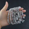 Bracelet à quartz en pierre naturelle de 8mm, cheveux noirs, pierres précieuses, pouvoir de guérison, perles d'énergie, pierre extensible élastique, perles rondes