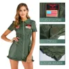 cosplay Top Gun Maverick Flight Dress Halloween Costume for Women Sexy Army Green Military Pilot Cosplay American Uniformcosplay