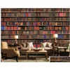 Wallpapers Wallpapers 3D Bookshelf Bookcase Background Wall Modern Wallpaper For Living Room Drop Delivery Home Garden Dhvur