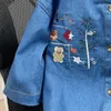 Camicette da donna Orso dei cartoni animati Camicia di jeans vintage da donna Manica corta Sottile Coreano Casual Studente Estate Allentato Cappotti giapponesi abbottonati