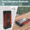 36000mAh Solar Outdoor 2 USB Output Waterproof Power Bank Phone External Battery Wireless Charger with LED Flashlight