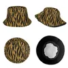 ベレー帽Black and Gold Glitter Tiger Bucket Hat Summer Travel Headwear Fishing Fisherman Hats Outdoor Sports Women Bob Foldable