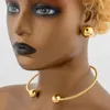 Necklace Earrings Set African Fashion Bead Jewelry For Women Dubai Gold Plated Choker Bracelet Ring Nigeria Bridal Gift