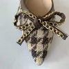 Pointed Flat Women s Shoes 2023 New Houndstooth Bow Ladies Comfortable and Versatile Soft Bottom Four Seasons Work 231024