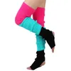 Women Socks Women's Cable Knitted Stockings Colorful Rainbow Print High Warm Footless Yoga