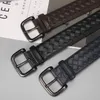 Korean Jeans Suit Pants Business Pin Buckle Strap Luxury Hand Woven Men Leather Belt