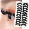 10Prairs/Lot 6D Natural False Lashes Fluffy Soft Cross Manga Lashes Wispy Natural Eyelash Extension Makeup Tool