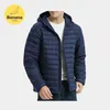 Erkekler Down Parkas Style Erkekler Ultra Hafif Kısa Kapşonlu Ceket Paketlenebilir Uzun Kollu Tam Zip Puffer Ceket S-6XL 231023