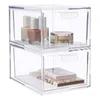 Storage Boxes Stackable Clear Plastic Organizer Drawers 4.5-Inches Tall Organize Cosmetics And Beauty Supplies