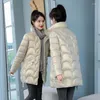 Casacos de Trench das Mulheres 2023 Jaqueta de Inverno Mulheres Casaco Brilhante Para Baixo Algodão Parkas Longo Feminino Moda À Prova D 'Água Parka Outwear Quente