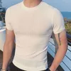 メンズTシャツ韓国のファッションTシャツ夏の服スリムフィットトップスストリートクルーTシャツシャトルスリーブブレスクール
