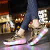 Athletic Outdoor Kid Boys Girls Flashing Roller Skate Shoes Children Led Light Up Shoes USB Laddning Lysande hjul Sneakers för Street 231023