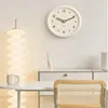 Wall Clocks 2023 Cream Style Round Clock Japanese Korean Living Room Home Decor Beige