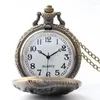 Pocket Watches Ankomst 50st/Lot Vintage Bronze Chinese Dragon Flip Quartz Watch Necklace Chain Xmas Gift grossist