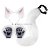 Andra festliga festförsörjningar Amazoner Halloween Set Animal Claw Simation Plush Fox Ear Hair Hoop Tail Cos Accessories Drop Delivery DHA7J