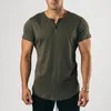 Camiseta masculina 897504629 treinamento masculino fitness verão esportes lazer cor sólida botão colarinho manga curta camiseta casual masculino