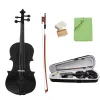 4/4 full storlek svart lätt akustisk fiol fiol med fodral bow rosin för fiolens nybörjare